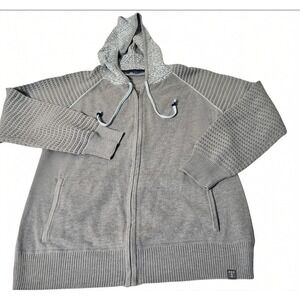 Title‎ Nine Womens Gray Knit Full Zip Hoodie Sweater Jacket XL Athleisure